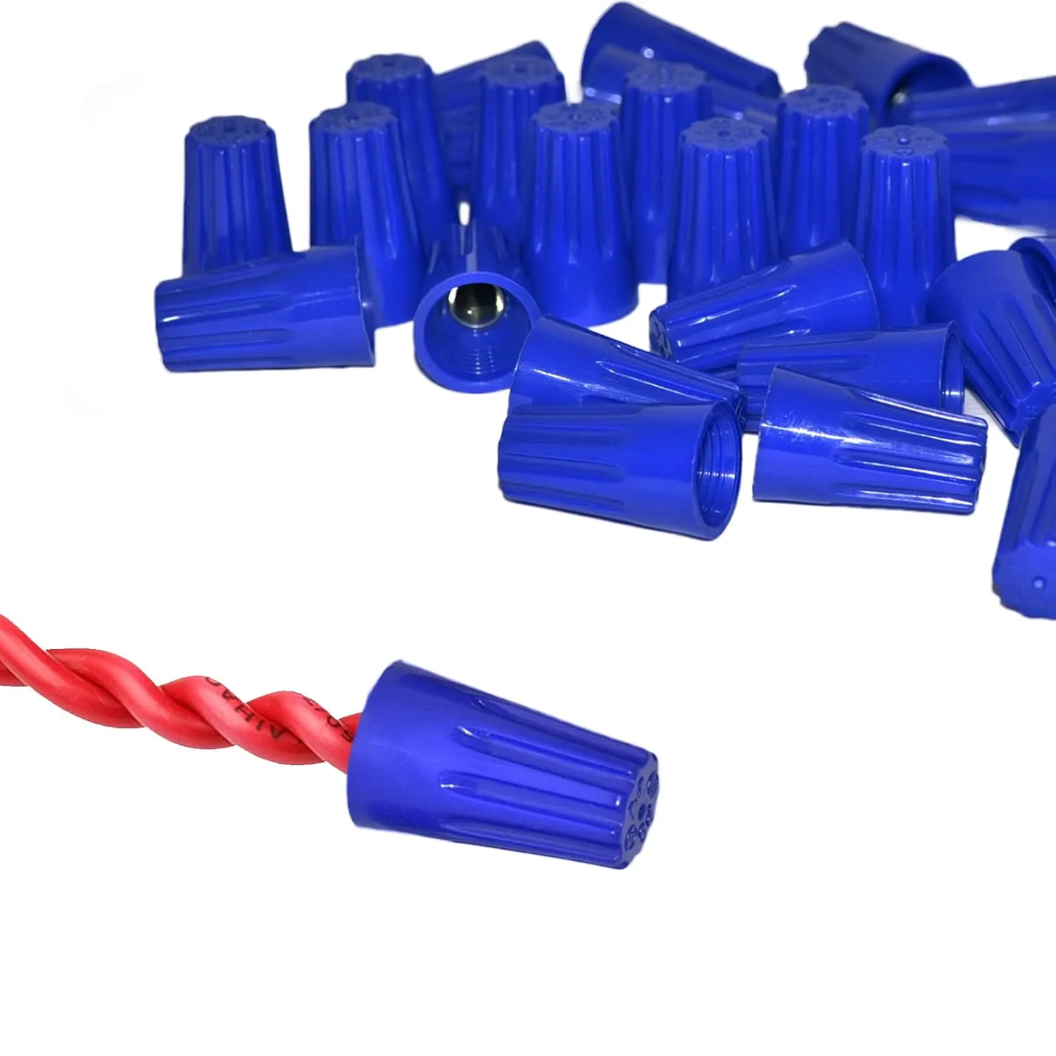 100Pcs Twist on Wire Connectors - Blue #20 - #18 AWG Wire Cap Bulk with Spring Inserted, Easy Screw on Electrical Caps