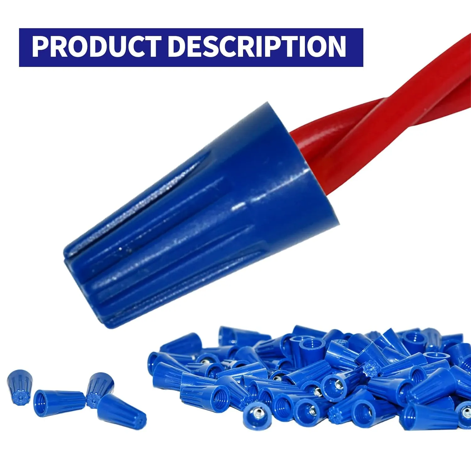 100Pcs Twist on Wire Connectors - Blue #20 - #18 AWG Wire Cap Bulk with Spring Inserted, Easy Screw on Electrical Caps