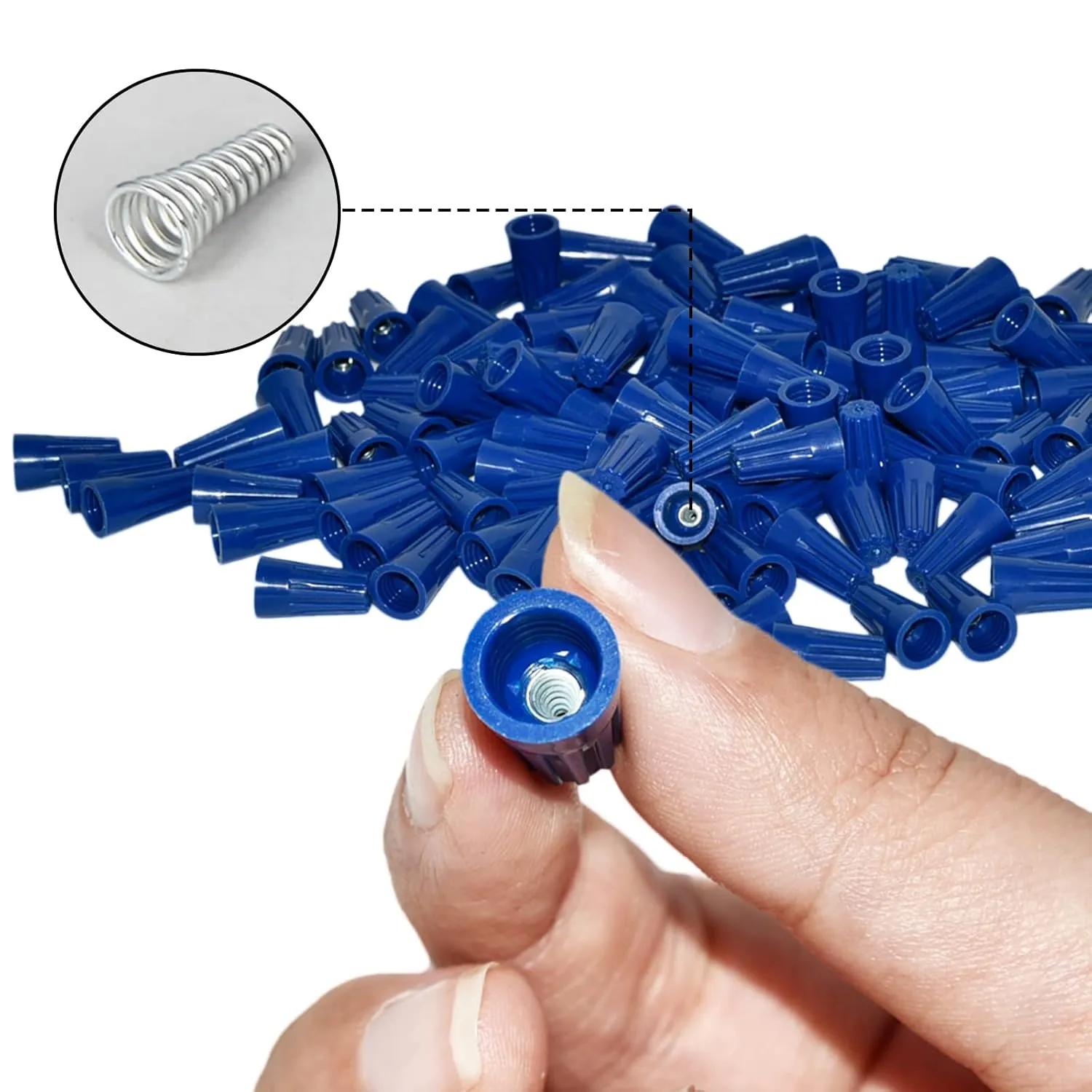 100Pcs Twist on Wire Connectors - Blue #20 - #18 AWG Wire Cap Bulk with Spring Inserted, Easy Screw on Electrical Caps