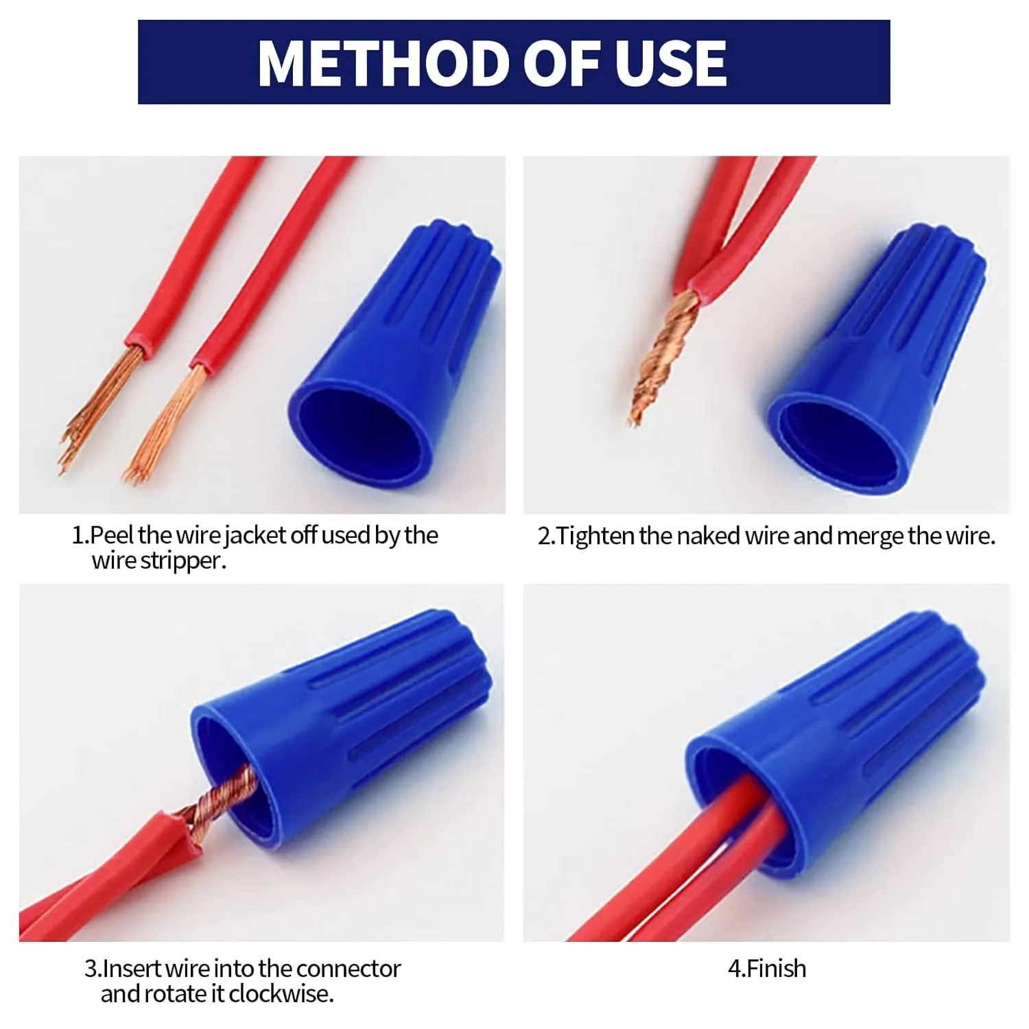 100Pcs Twist on Wire Connectors - Blue #20 - #18 AWG Wire Cap Bulk with Spring Inserted, Easy Screw on Electrical Caps