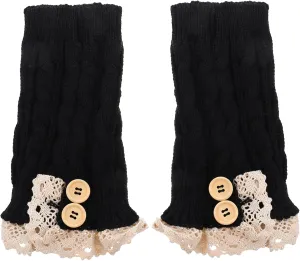 1Pair Twisted Wool Knitted Boot Cuff Covers for Women Stylish Lace Edge Short Socks for Winter Autumn Cozy and Comfortable Boot Sock Accessories Deep