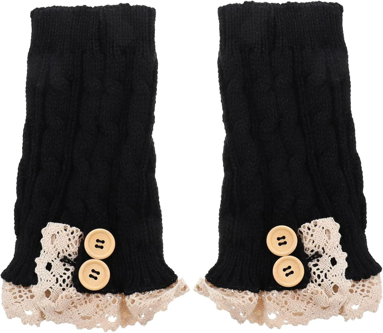 1Pair Twisted Wool Knitted Boot Cuff Covers for Women Stylish Lace Edge Short Socks for Winter Autumn Cozy and Comfortable Boot Sock Accessories Deep
