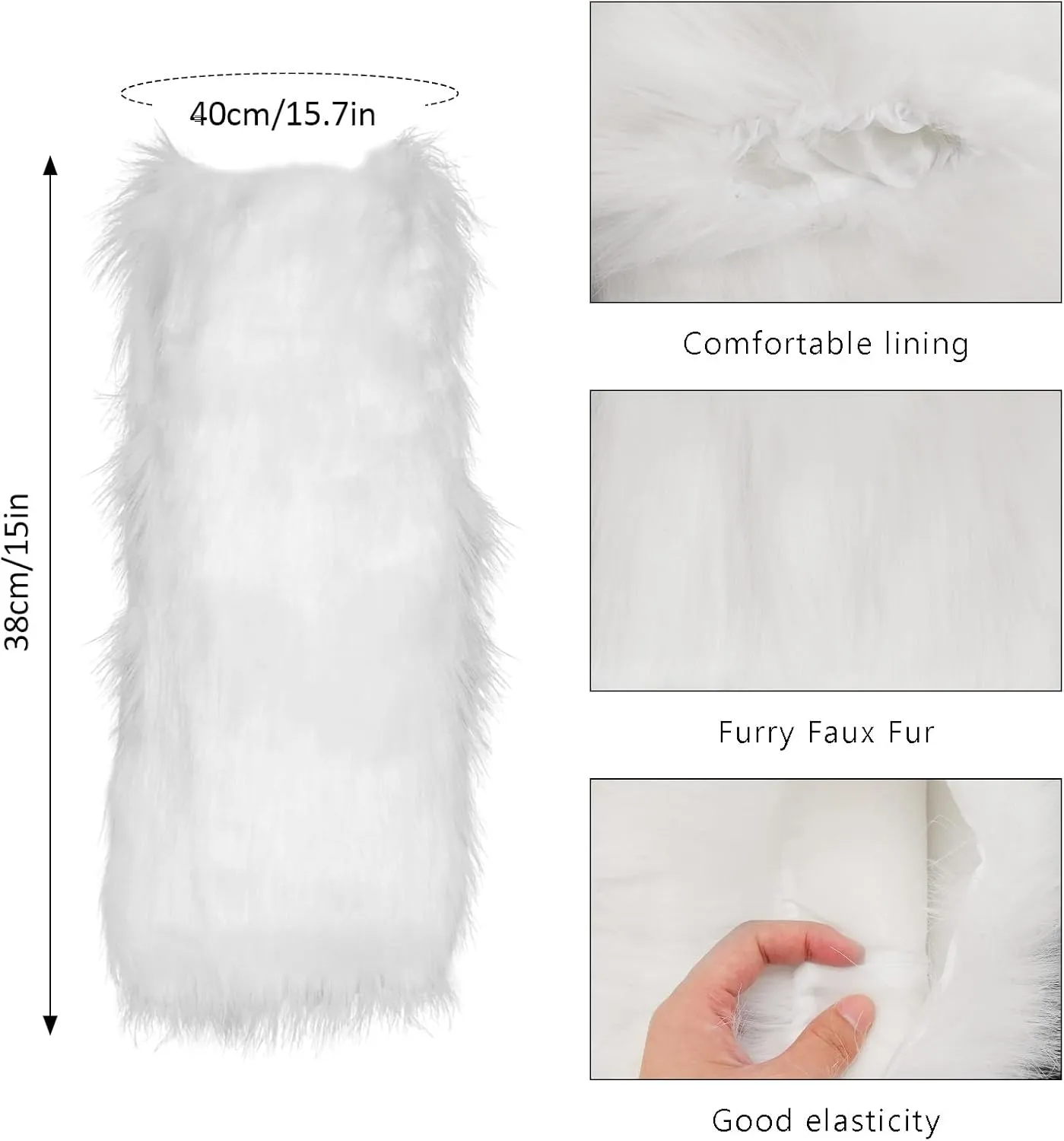 2 Pairs Womens Faux Fur Cuffs White Leg Warmer Fluffy Faux Fur Wrist Cuffs Winter Boot Covers