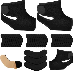 2 Pcs Ski & Snowboard Boot Fitting Liner Sleeve with 30 Pack J Bars Fitting Pads, 3 Sizes Self-Adhesive Foam Padding, Reduce Heel Lift and Ankle Blisters for Skiing Snowboarding