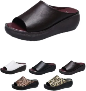 2025 New Summer Comfortable Orthotic Leather Wedges, Orthopedic Sandals for Women, Comfortable Arch Support Slides