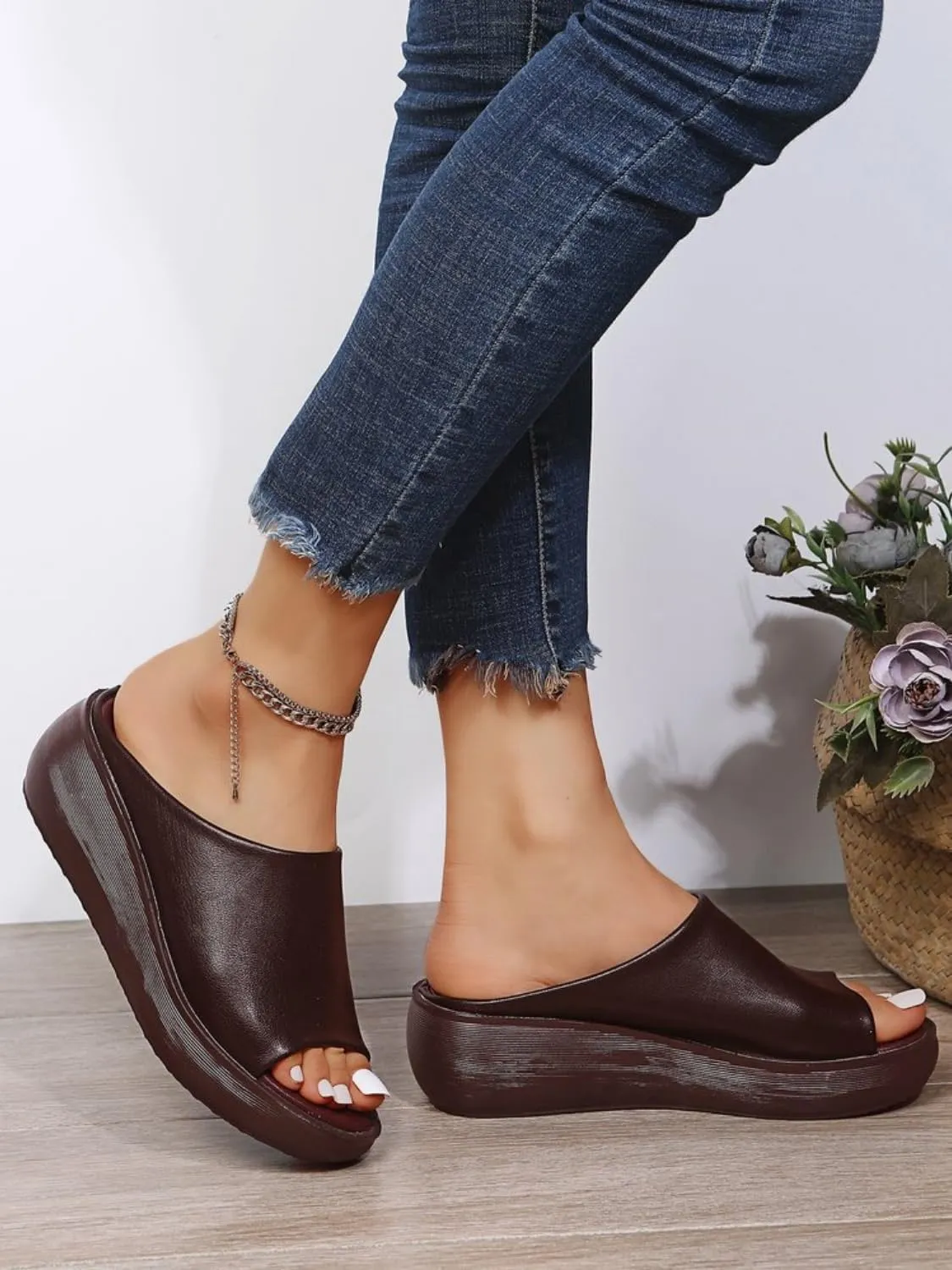 2025 New Summer Comfortable Orthotic Leather Wedges, Orthopedic Sandals for Women, Comfortable Arch Support Slides