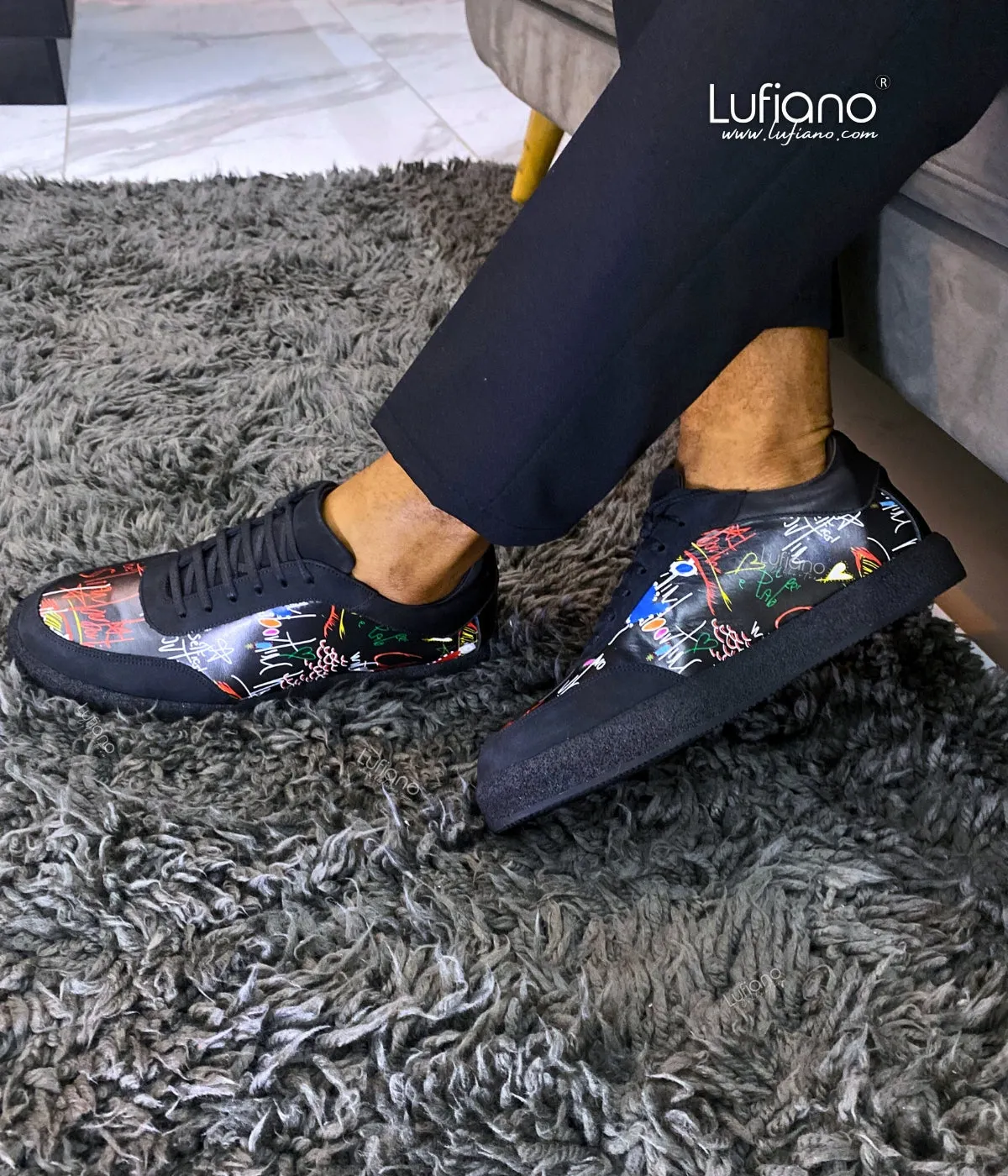 222C - Lufiano Leather Sneaker- Black