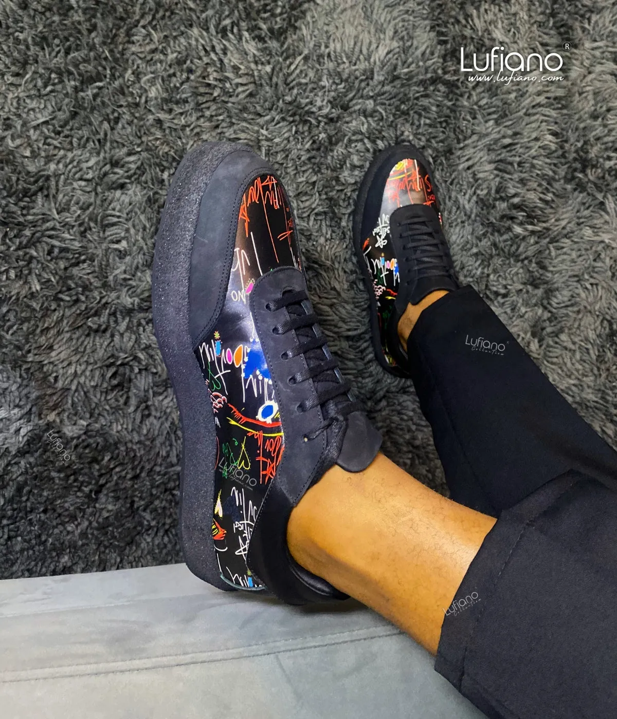 222C - Lufiano Leather Sneaker- Black
