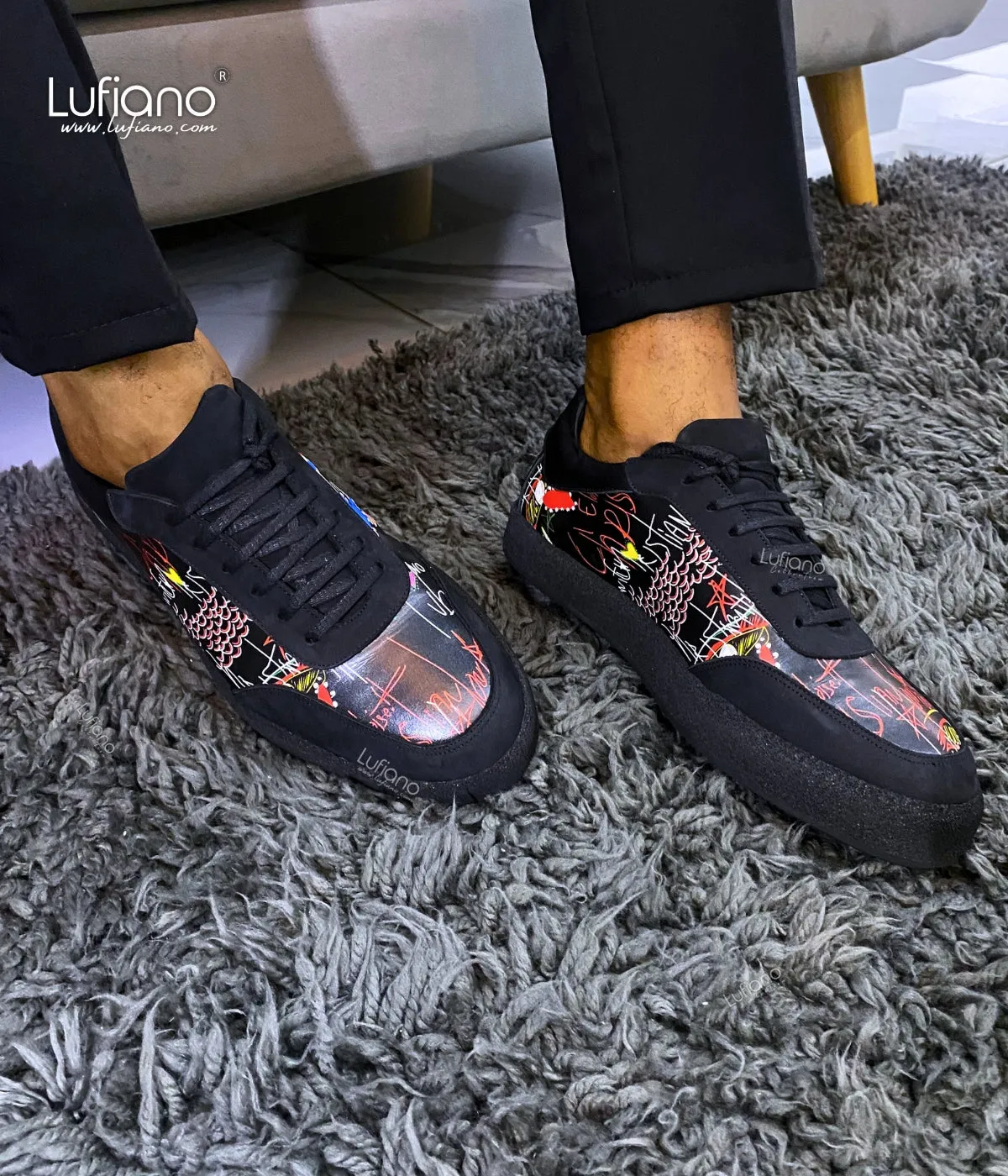 222C - Lufiano Leather Sneaker- Black