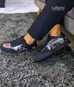 222C - Lufiano Leather Sneaker- Black