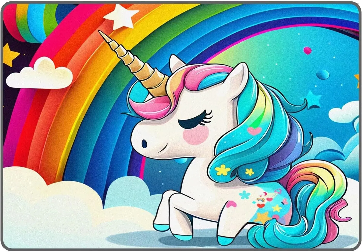 3' x 5' Unicorn Rugs for Kids Girls Bedroom Rainbow Area Rug Carpet Living Room Washable Doormats Women Indoor Non-Slip Floor Mat