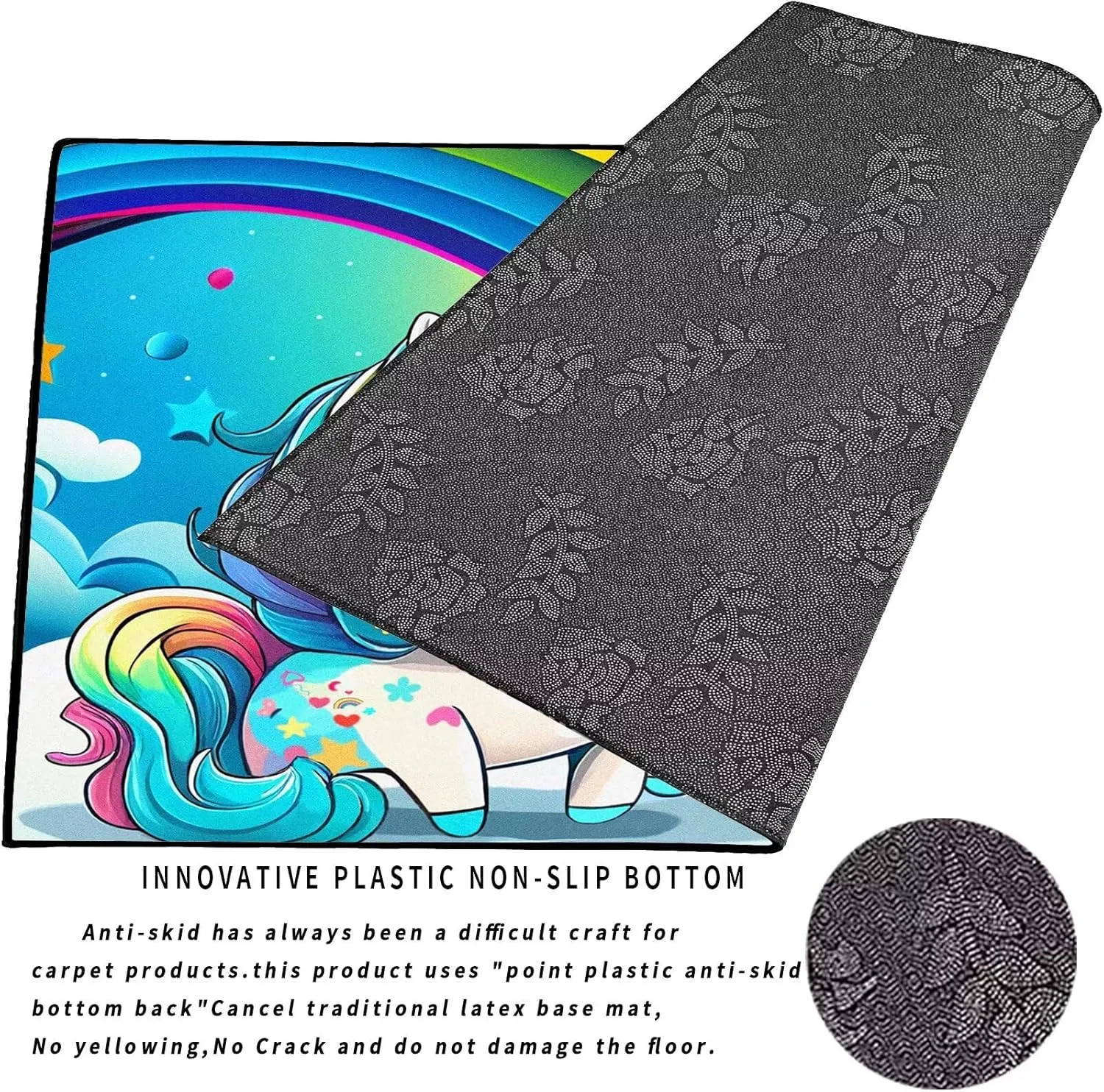 3' x 5' Unicorn Rugs for Kids Girls Bedroom Rainbow Area Rug Carpet Living Room Washable Doormats Women Indoor Non-Slip Floor Mat