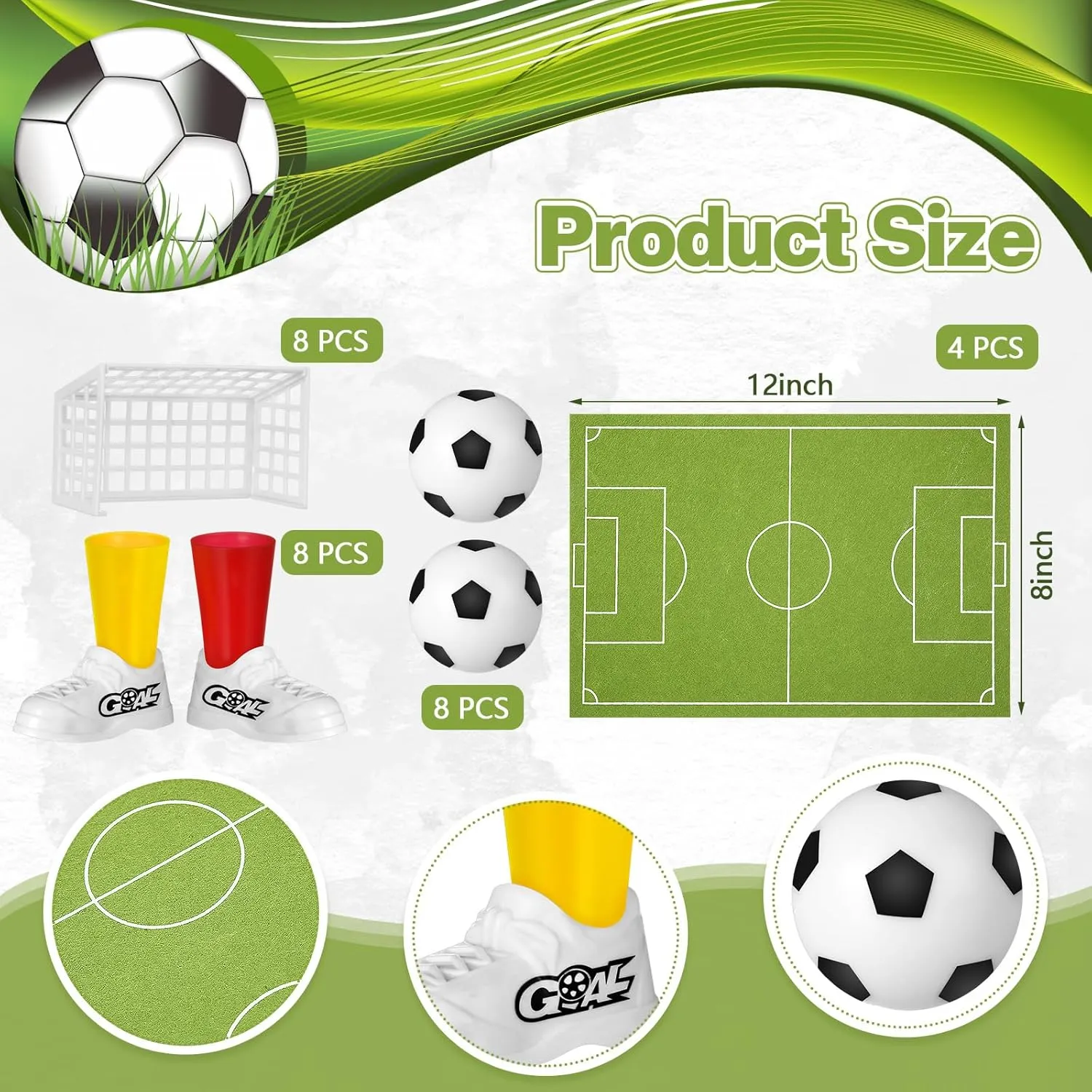 4 Set Soccer Centerpieces Table Decor Soccer Party Decorations Football Pitch on The Table Game with 4 Flick Football Games Set Office Sports Party Favors(Funny)