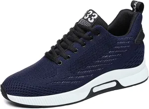 8cm Men's Elevator Shoes Men's Casual Mesh Trainers Lightweight Breathable Lace Up Sports Shoes with Hidden Lift Heel for Men Sneaker Boots Mens Zip