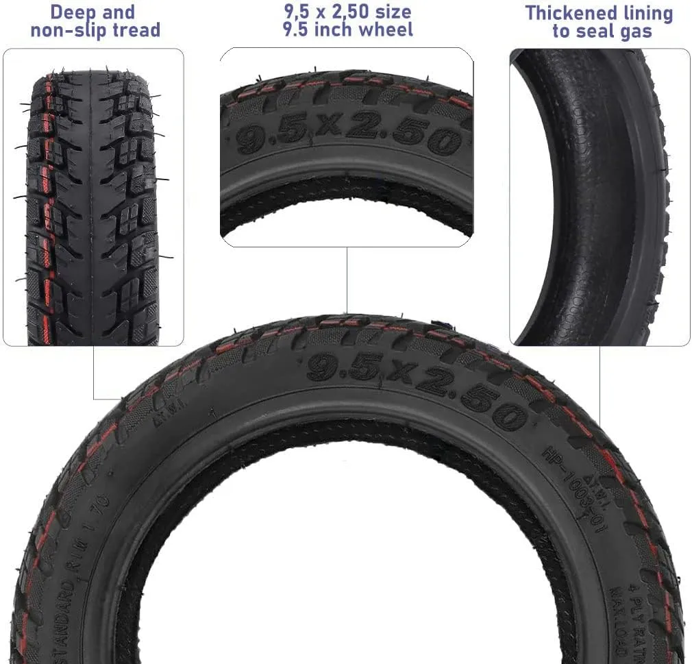9.5 x 2.50 Off-Road Tire 9.5 Inch Tubeless Tire for Niu KQI3 Electric Scooter Accessories Rear Front Wheel Replacement Tire Anti-skid Shockproof (1 Pce)