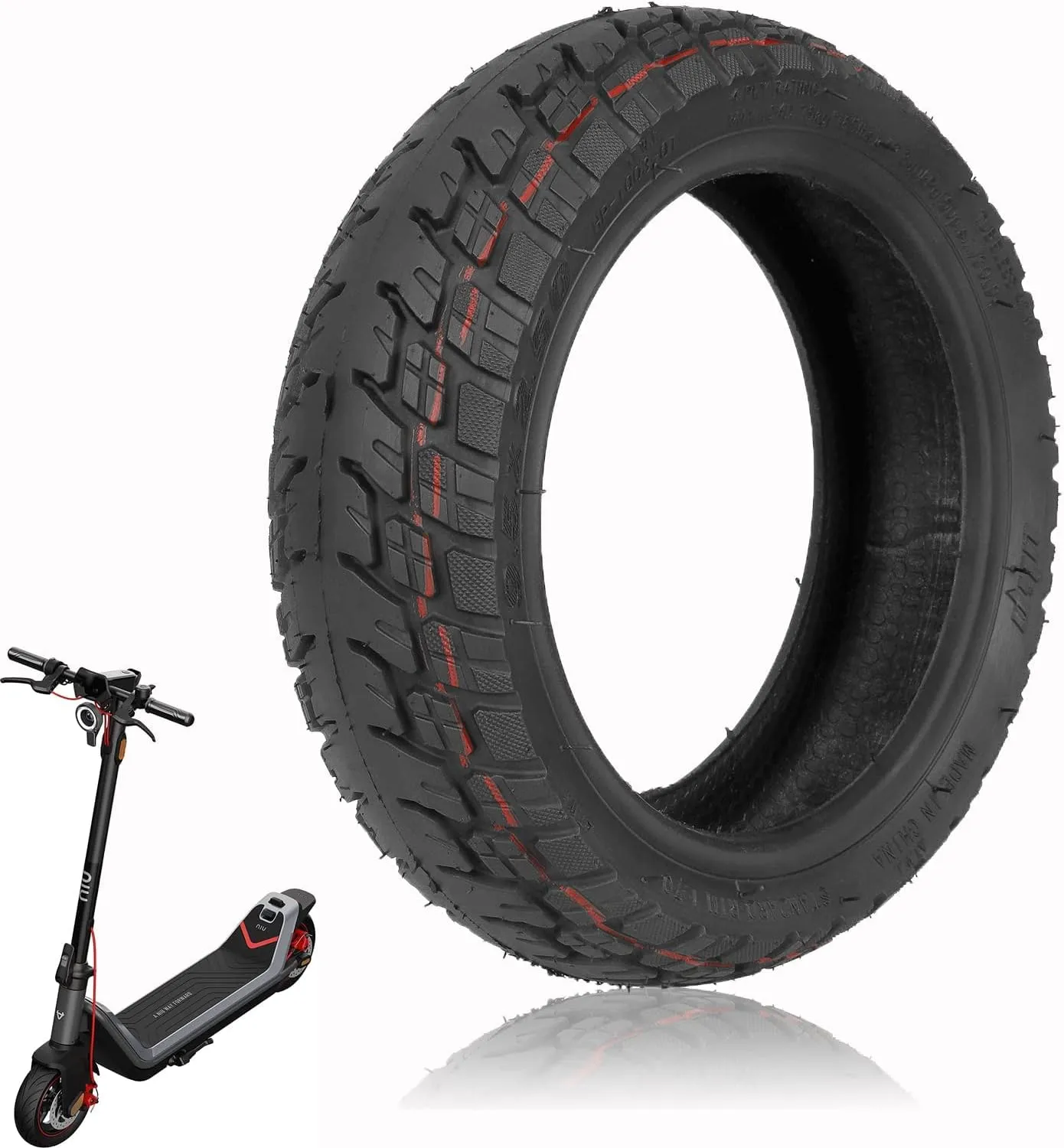 9.5 x 2.50 Off-Road Tire 9.5 Inch Tubeless Tire for Niu KQI3 Electric Scooter Accessories Rear Front Wheel Replacement Tire Anti-skid Shockproof (1 Pce)