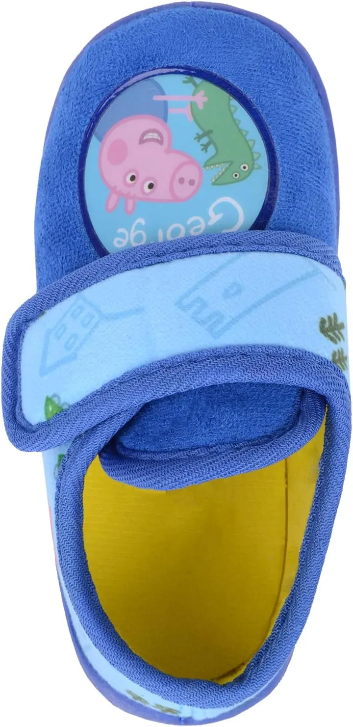 ABSOLUTE FOOTWEAR Childrens Kids Infants Boys Winter Slip On Touch and Close Cartoon Pig Slippers