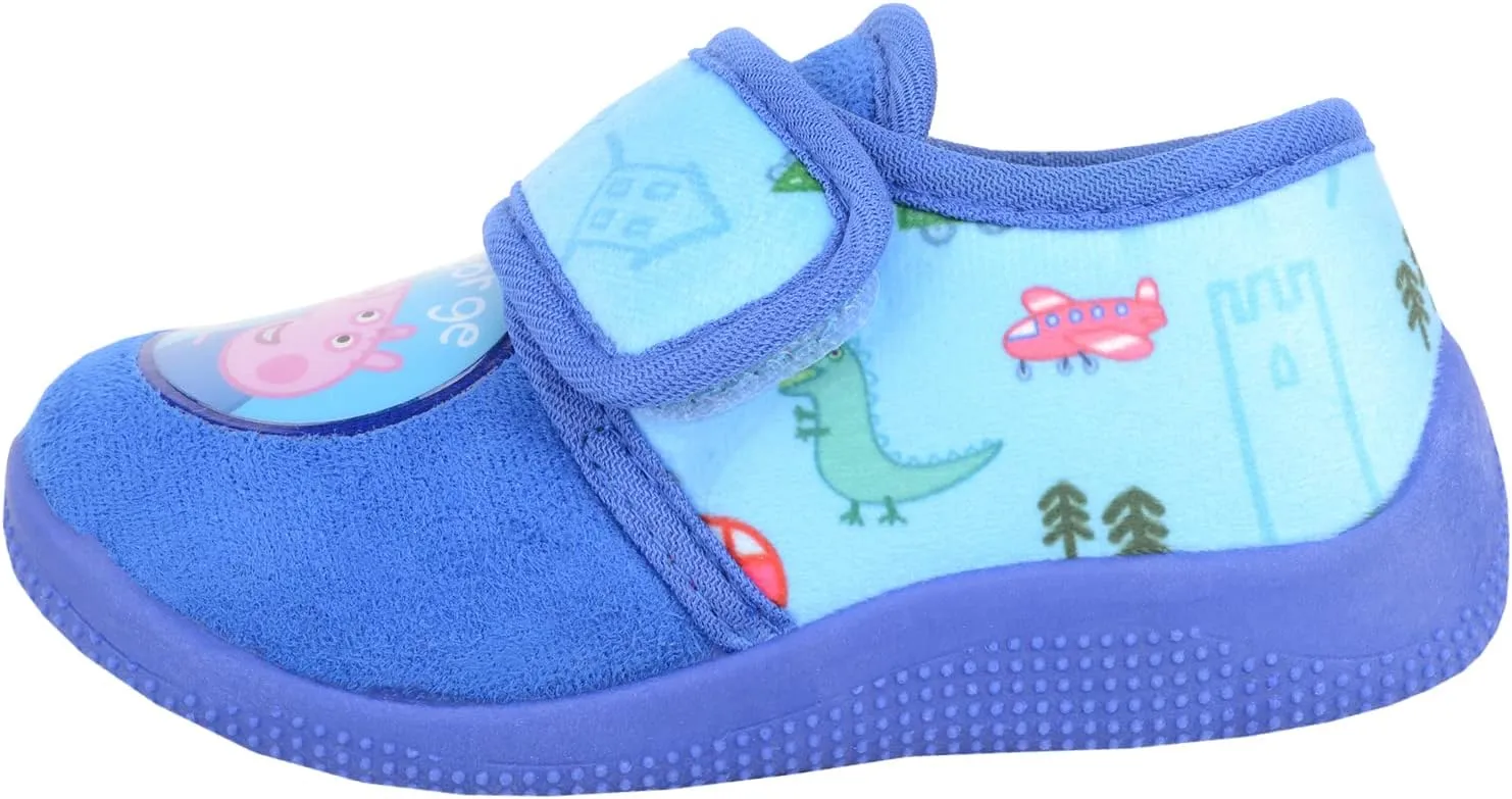 ABSOLUTE FOOTWEAR Childrens Kids Infants Boys Winter Slip On Touch and Close Cartoon Pig Slippers