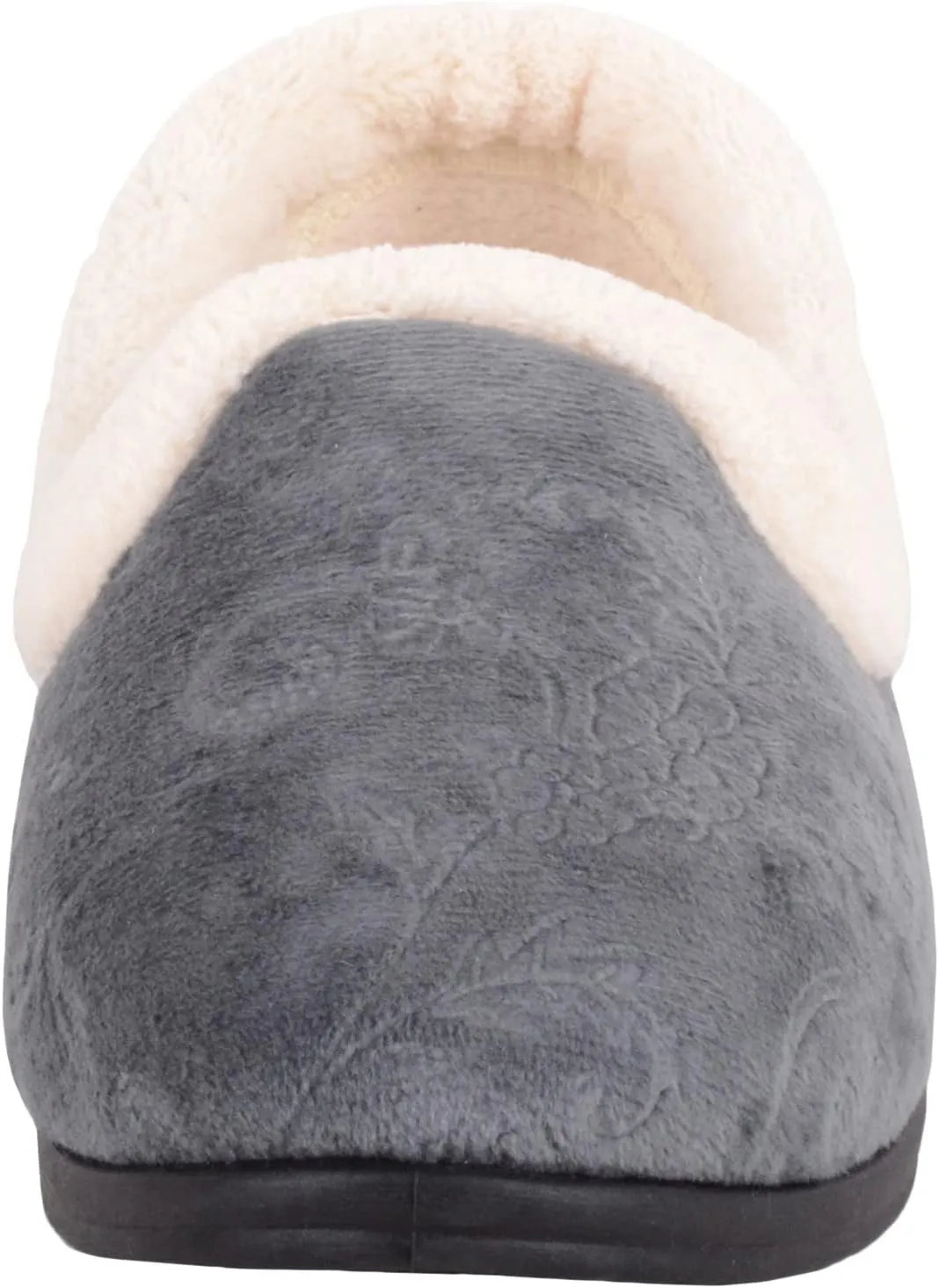 ABSOLUTE FOOTWEAR Womens Easy Slip On Velvet Embossed Floral Slippers
