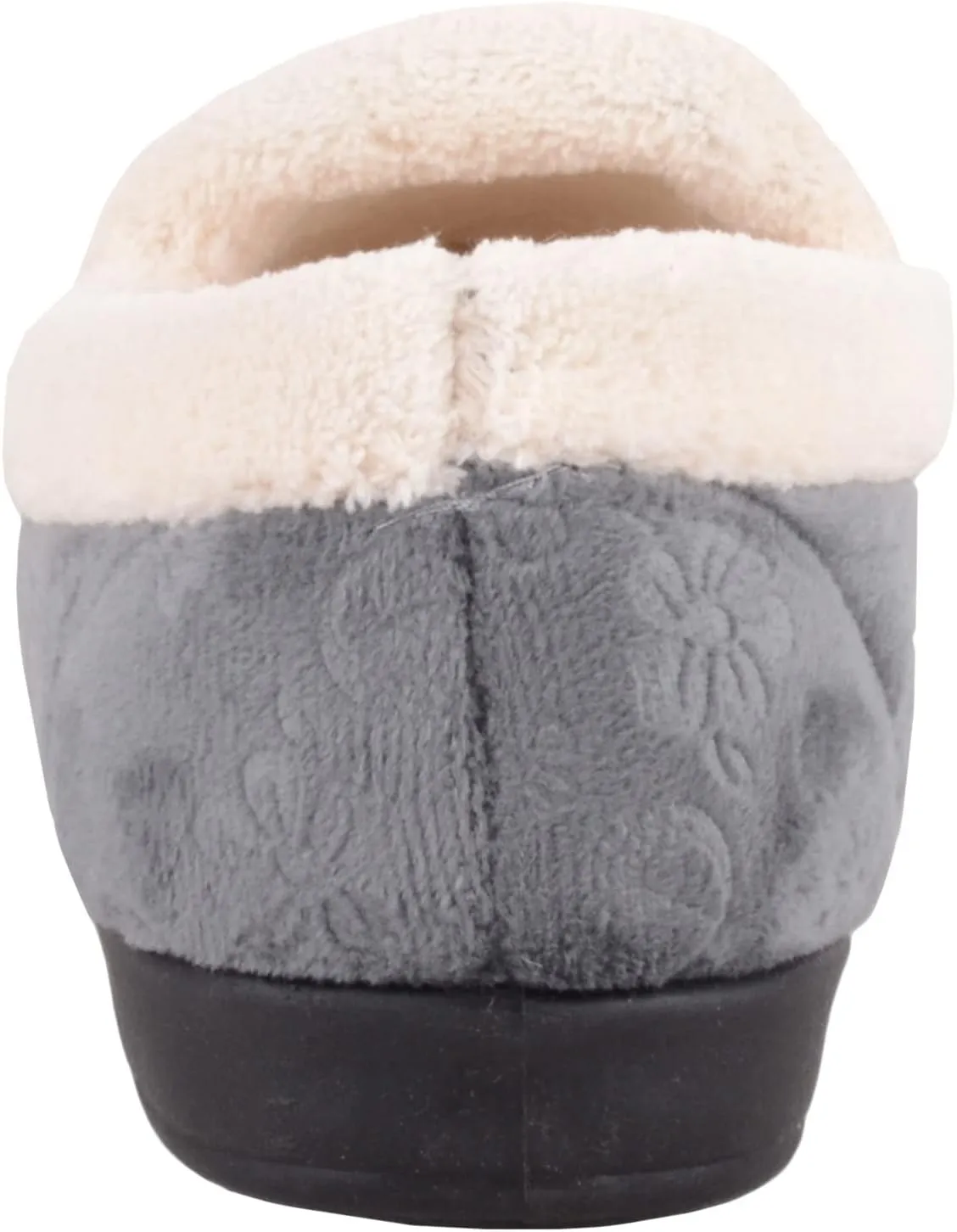 ABSOLUTE FOOTWEAR Womens Easy Slip On Velvet Embossed Floral Slippers