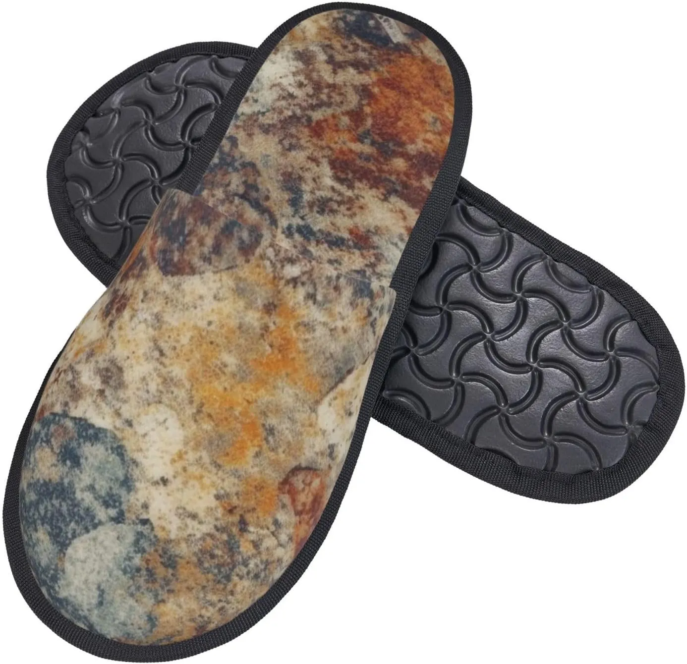 Abstract Granite Women's Slippers Fuzzy Slip-on Slippers Non-slip House Slippers Warm Cozy Bedroom Shoes