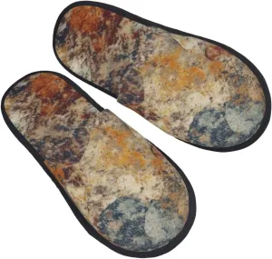 Abstract Granite Women's Slippers Fuzzy Slip-on Slippers Non-slip House Slippers Warm Cozy Bedroom Shoes