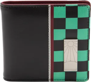 ABYstyle Demon Slayer Tanjiro Premium Wallet, Black, environ11 cm x 9,5 cm fermé, 22 cm L ouvert
