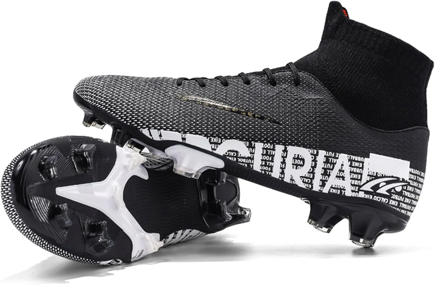 Adult Soccer Cleats Men-High-Tops Slip-On Lace Up Football Shoes for Youth Soccer Shoes Indoor Outdoor AG FG