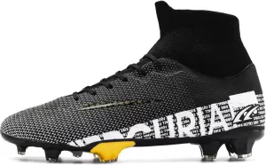 Adult Soccer Cleats Men-High-Tops Slip-On Lace Up Football Shoes for Youth Soccer Shoes Indoor Outdoor AG FG