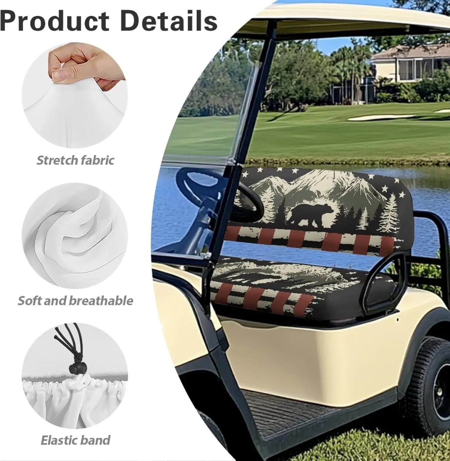 AFPANQZ Breathable Golf Cart Seat Cover - Lightweight, Summer Use, Easy to Clean Club Car Decoration Cover