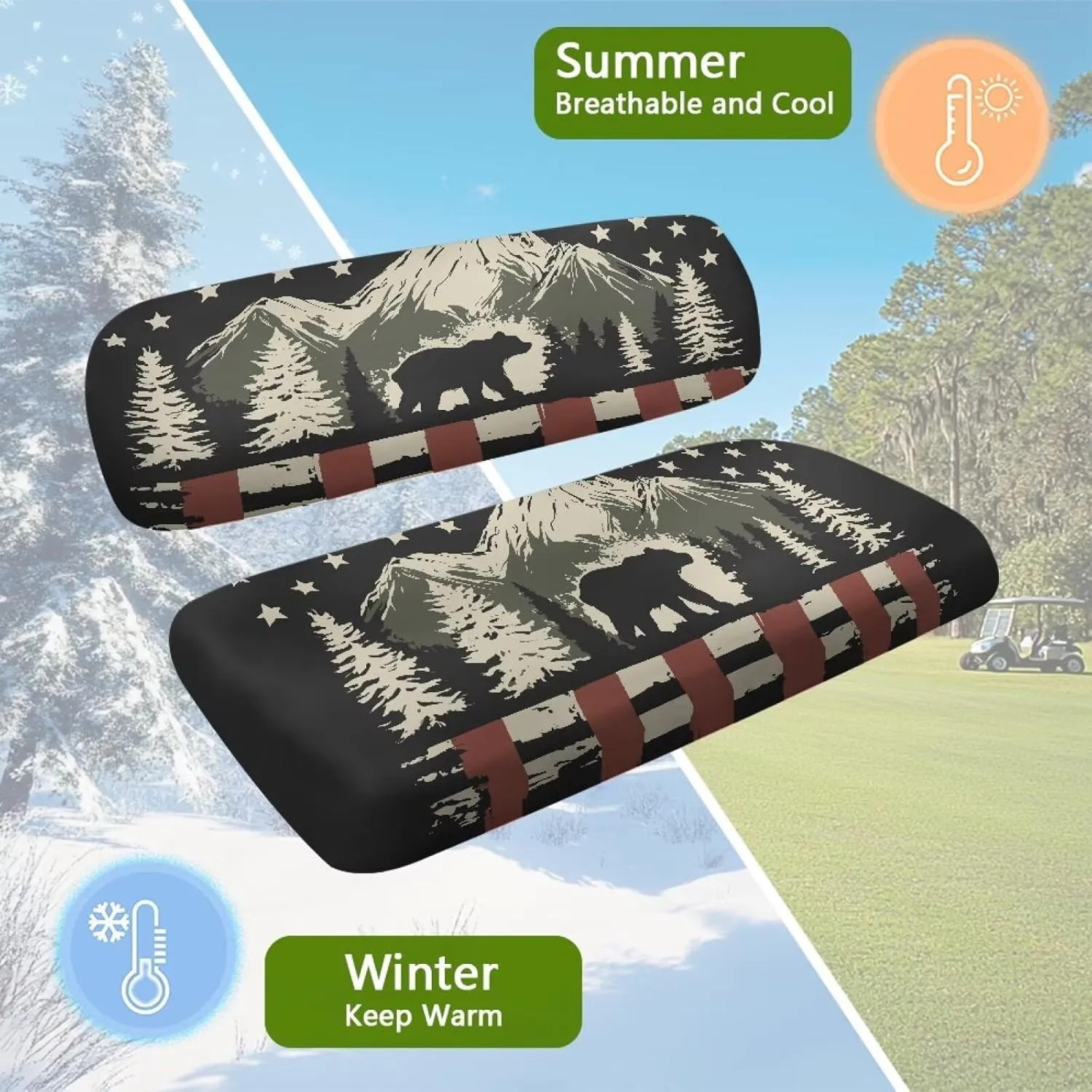 AFPANQZ Breathable Golf Cart Seat Cover - Lightweight, Summer Use, Easy to Clean Club Car Decoration Cover