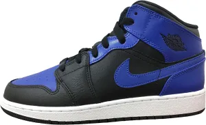 Air Jordan 1 Mid GS Big Kid Sneakers, Black/Hyper Royal/White, Size 7