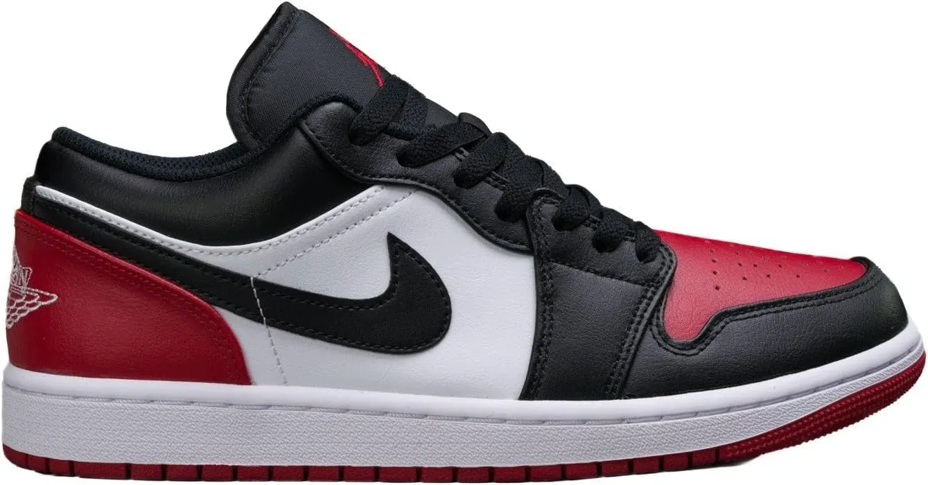 AIR JORDAN Men's 1 Low White/Black-Varsity Red-White (553558 161) - 7.5