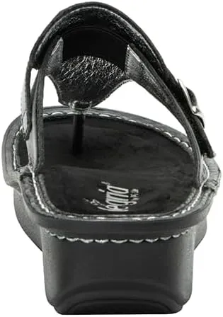 Alegria Womens Kennedi - Leather Thong Adjustable Slide Sandal - Timeless Comfort, Arch Support and Stylish Women's Shoe for Everyday Elegance and Slip-Resistant - Nursing and Healthcare Professionals