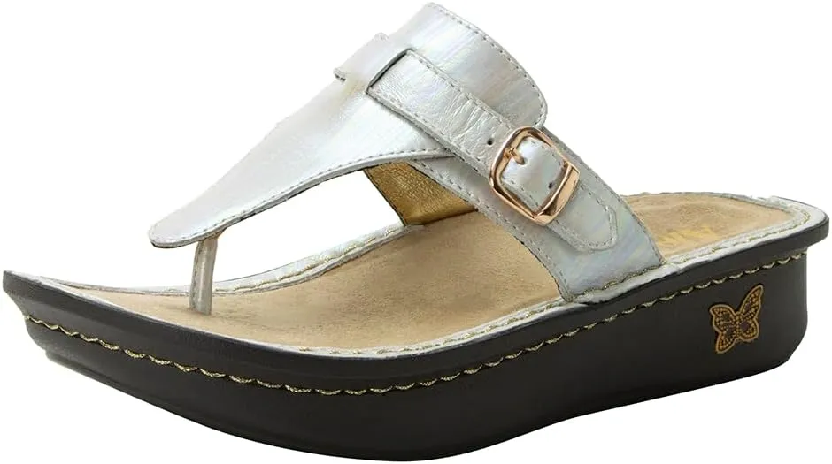 Alegria Womens Kennedi - Leather Thong Adjustable Slide Sandal - Timeless Comfort, Arch Support and Stylish Women's Shoe for Everyday Elegance and Slip-Resistant - Nursing and Healthcare Professionals