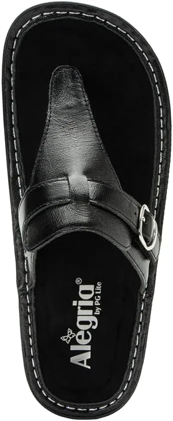 Alegria Womens Kennedi - Leather Thong Adjustable Slide Sandal - Timeless Comfort, Arch Support and Stylish Women's Shoe for Everyday Elegance and Slip-Resistant - Nursing and Healthcare Professionals