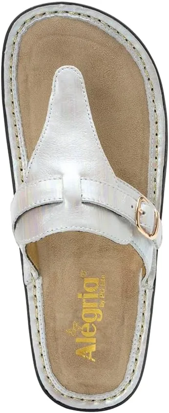 Alegria Womens Kennedi - Leather Thong Adjustable Slide Sandal - Timeless Comfort, Arch Support and Stylish Women's Shoe for Everyday Elegance and Slip-Resistant - Nursing and Healthcare Professionals