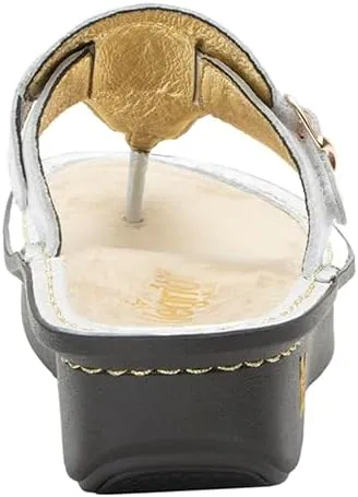 Alegria Womens Kennedi - Leather Thong Adjustable Slide Sandal - Timeless Comfort, Arch Support and Stylish Women's Shoe for Everyday Elegance and Slip-Resistant - Nursing and Healthcare Professionals
