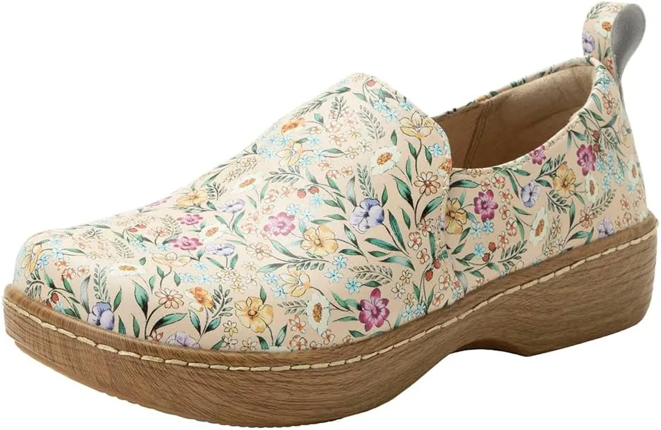 Alegria Women's Origin Orygin Wood Grain Leather Slip On Clog