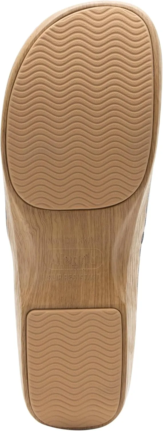 Alegria Women's Origin Orygin Wood Grain Leather Slip On Clog