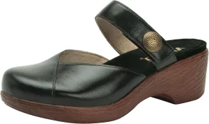 Alegria Womens Sydni Leather Open Back Slip-On Wedge Heel