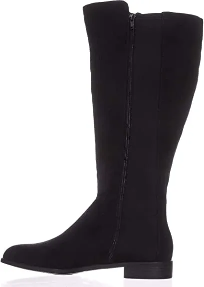 Alfani Womens pippaa Almond Toe Knee High Fashion Boots, Black Micro, Size 5.0