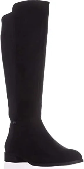 Alfani Womens pippaa Almond Toe Knee High Fashion Boots, Black Micro, Size 5.0