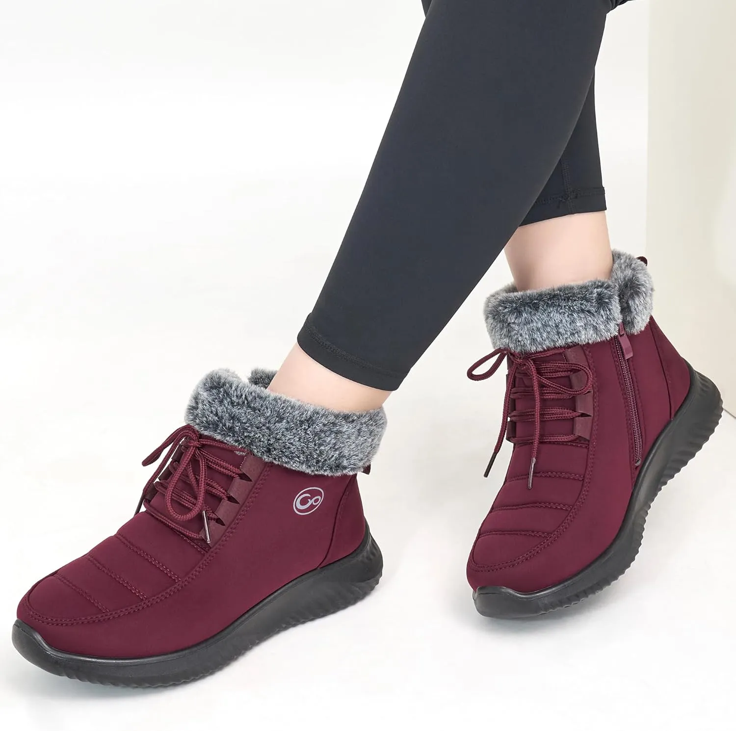 Alicegana Winter Boots for Women 2025 Warm Fur Lined Snow Shoes Slip on Ankle Booties Comfortable Anti Slip Outdoor Boots