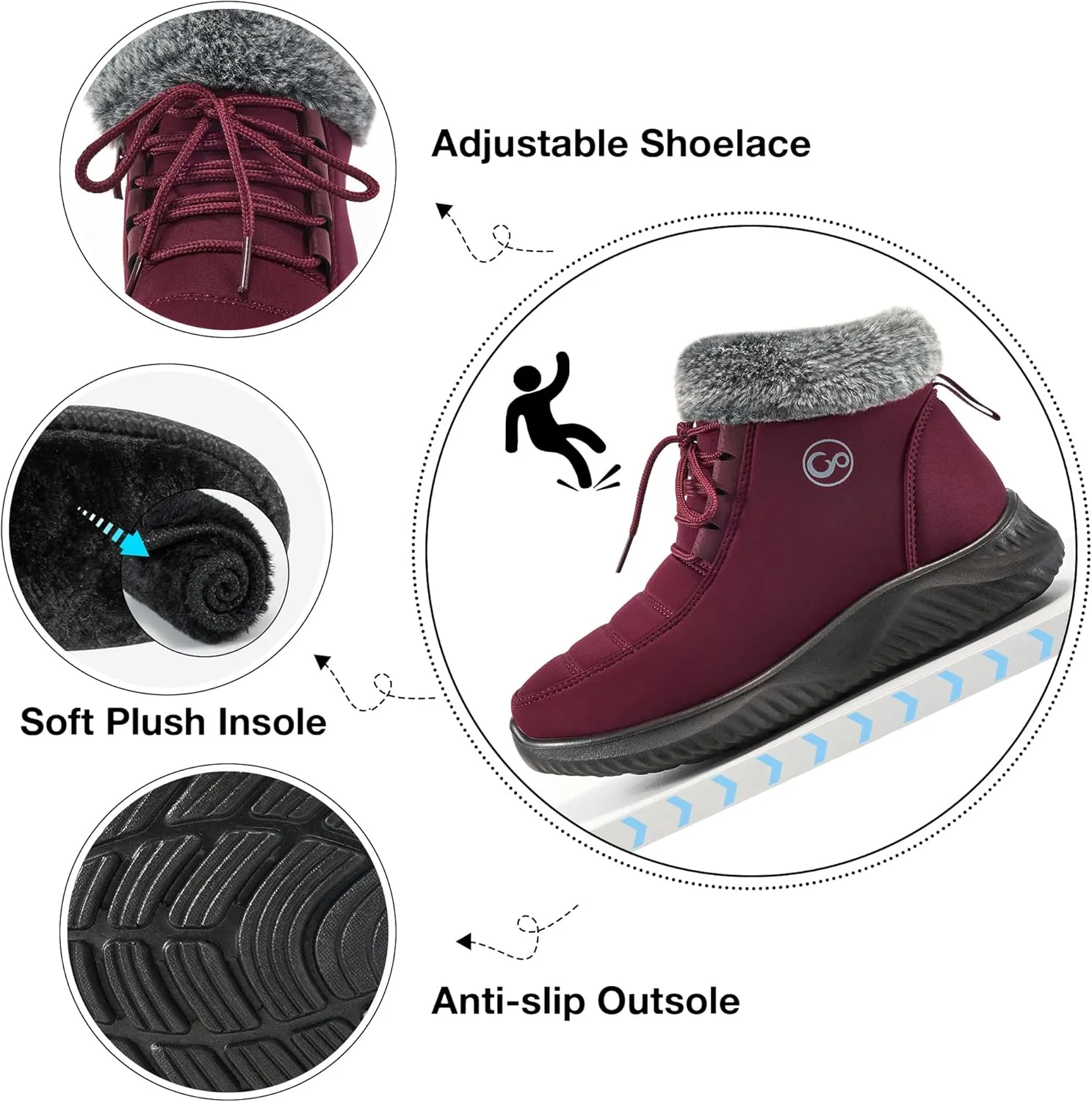 Alicegana Winter Boots for Women 2025 Warm Fur Lined Snow Shoes Slip on Ankle Booties Comfortable Anti Slip Outdoor Boots