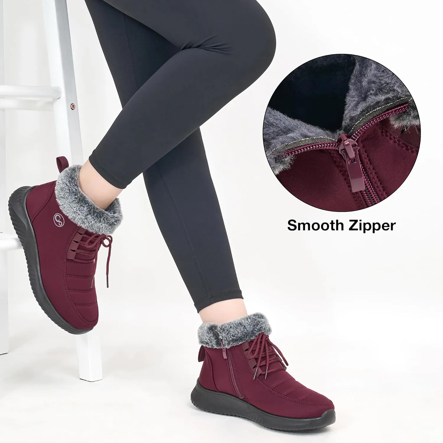Alicegana Winter Boots for Women 2025 Warm Fur Lined Snow Shoes Slip on Ankle Booties Comfortable Anti Slip Outdoor Boots