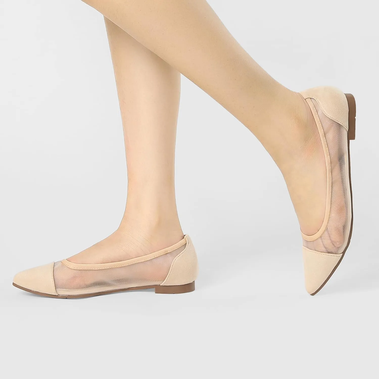 Allegra K Women's Pointed Toe Slip On Mesh Flats