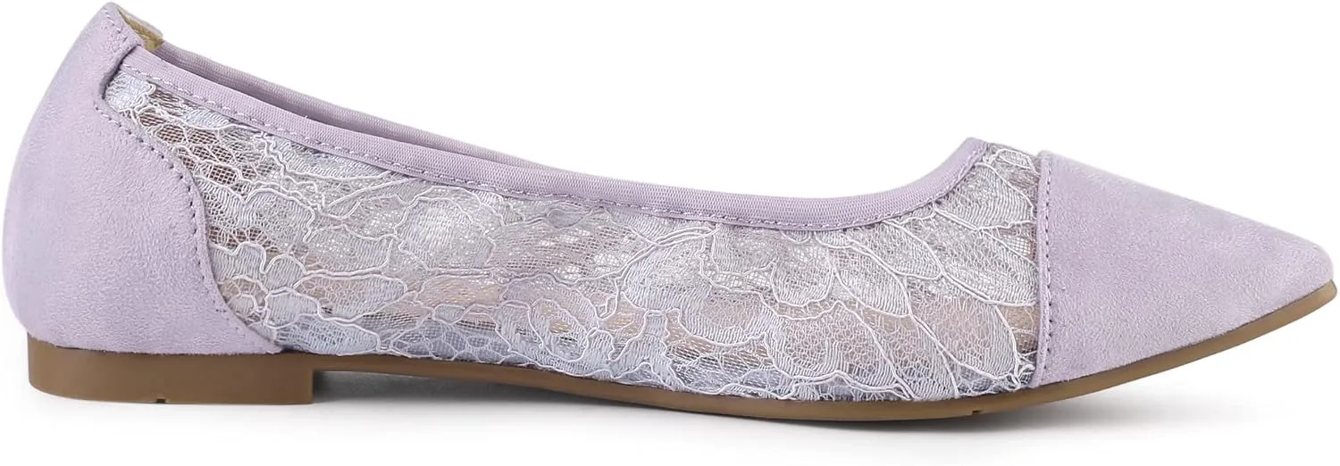 Allegra K Women's Pointed Toe Slip On Mesh Flats