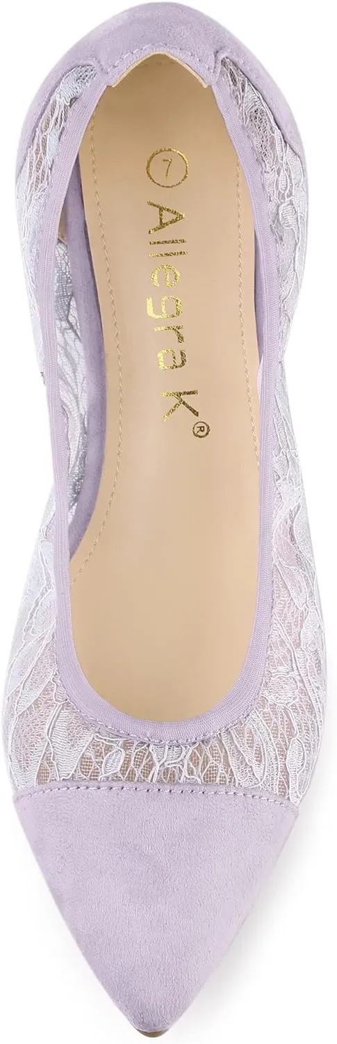 Allegra K Women's Pointed Toe Slip On Mesh Flats