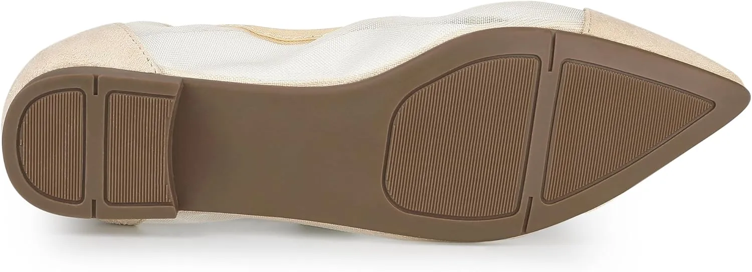 Allegra K Women's Pointed Toe Slip On Mesh Flats